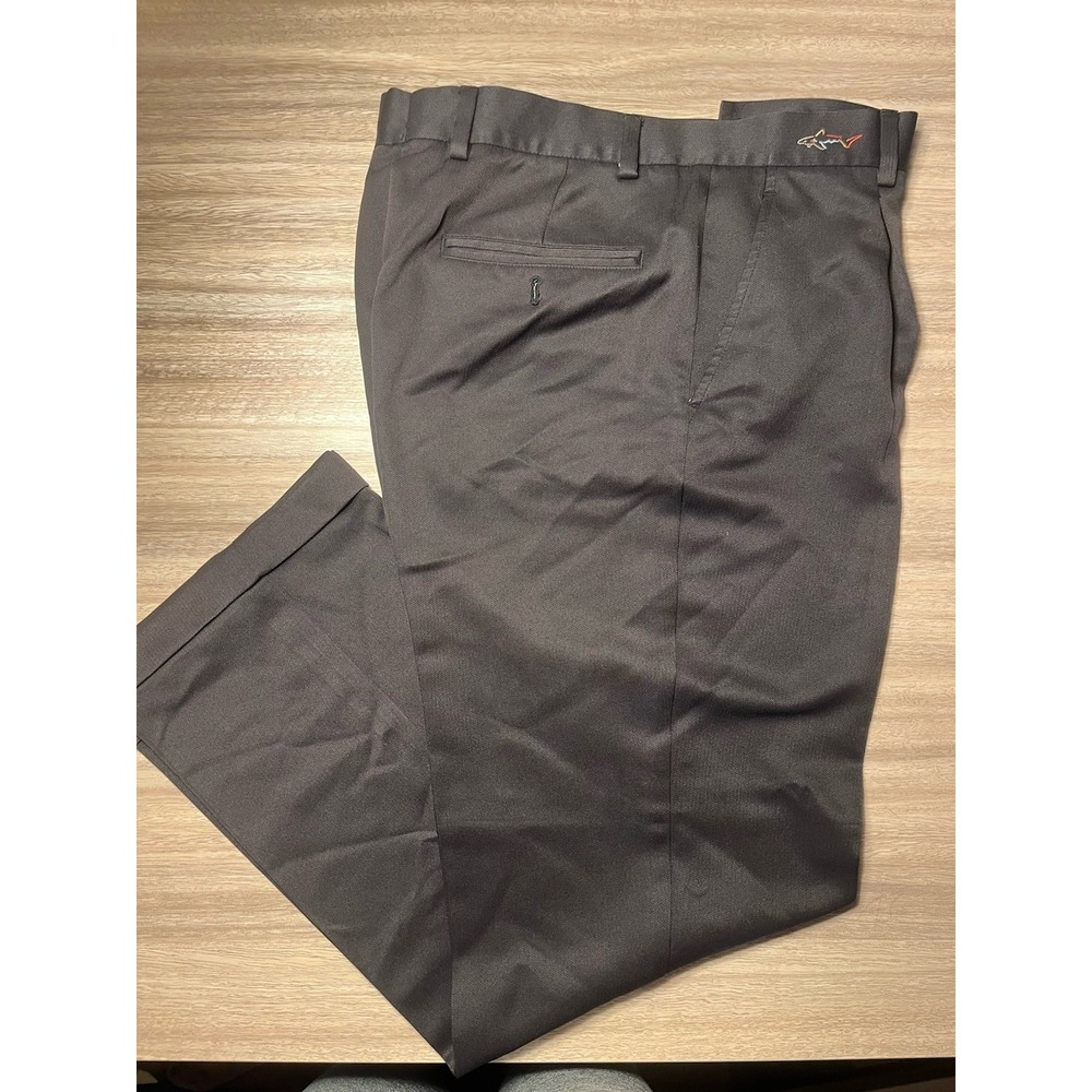 Greg Norman Mens Golf Pants Gray Microfiber Flat Front Pleated Size 34x30